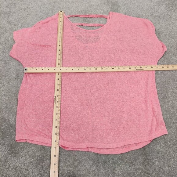 Miami Women's Knit Crochet Blouse in Coral Size Large Cut Out Beach Summer - Picture 6 of 8